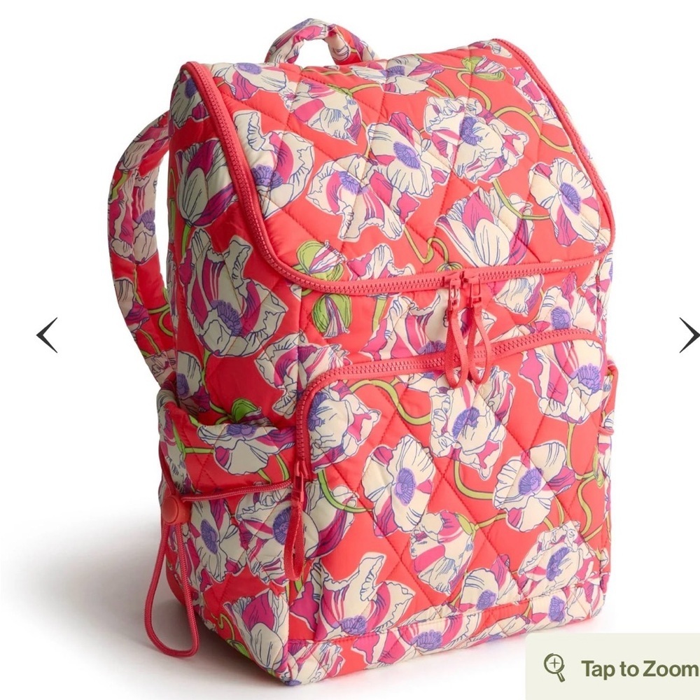 Vera Bradley Cooler Backpack Swirling Poppies in Featherweight Quilted